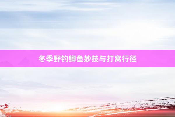 冬季野钓鲫鱼妙技与打窝行径